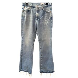 AG Adriano Goldschmied Alexxis Bootcut Jeans Light Wash Distressed Raw Hem 30R